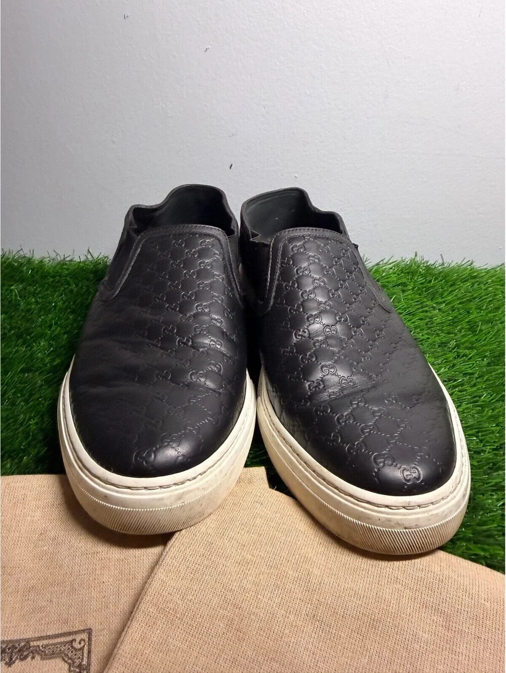 Gucci Microguccissima Monogram Leather Slip-Ons Size 9.5